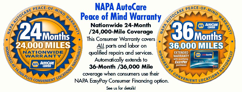 NAPA Autocare Peace of Mind Warranty